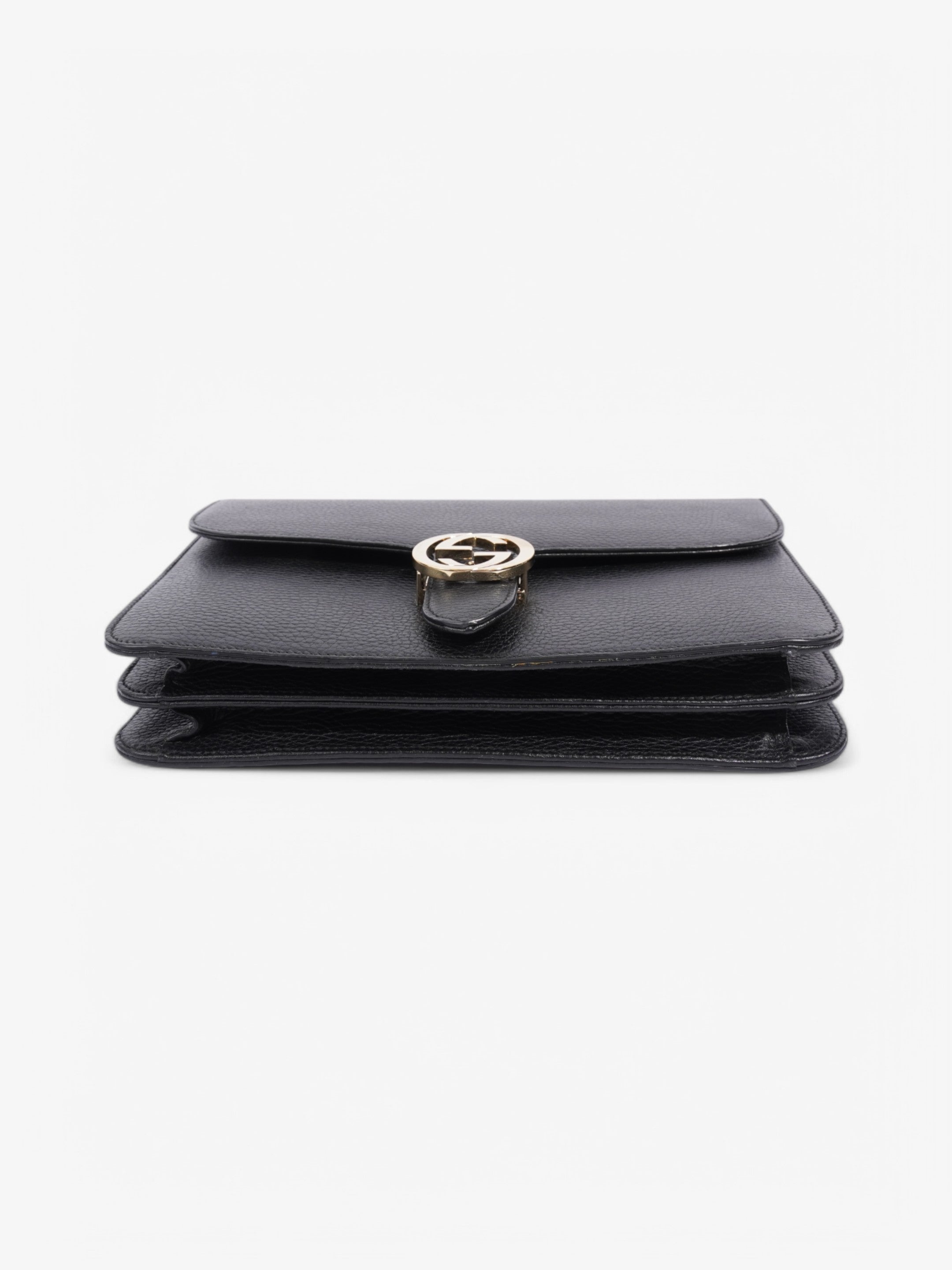 Gucci Dollar Interlocking G Black Calfskin Leather Medium