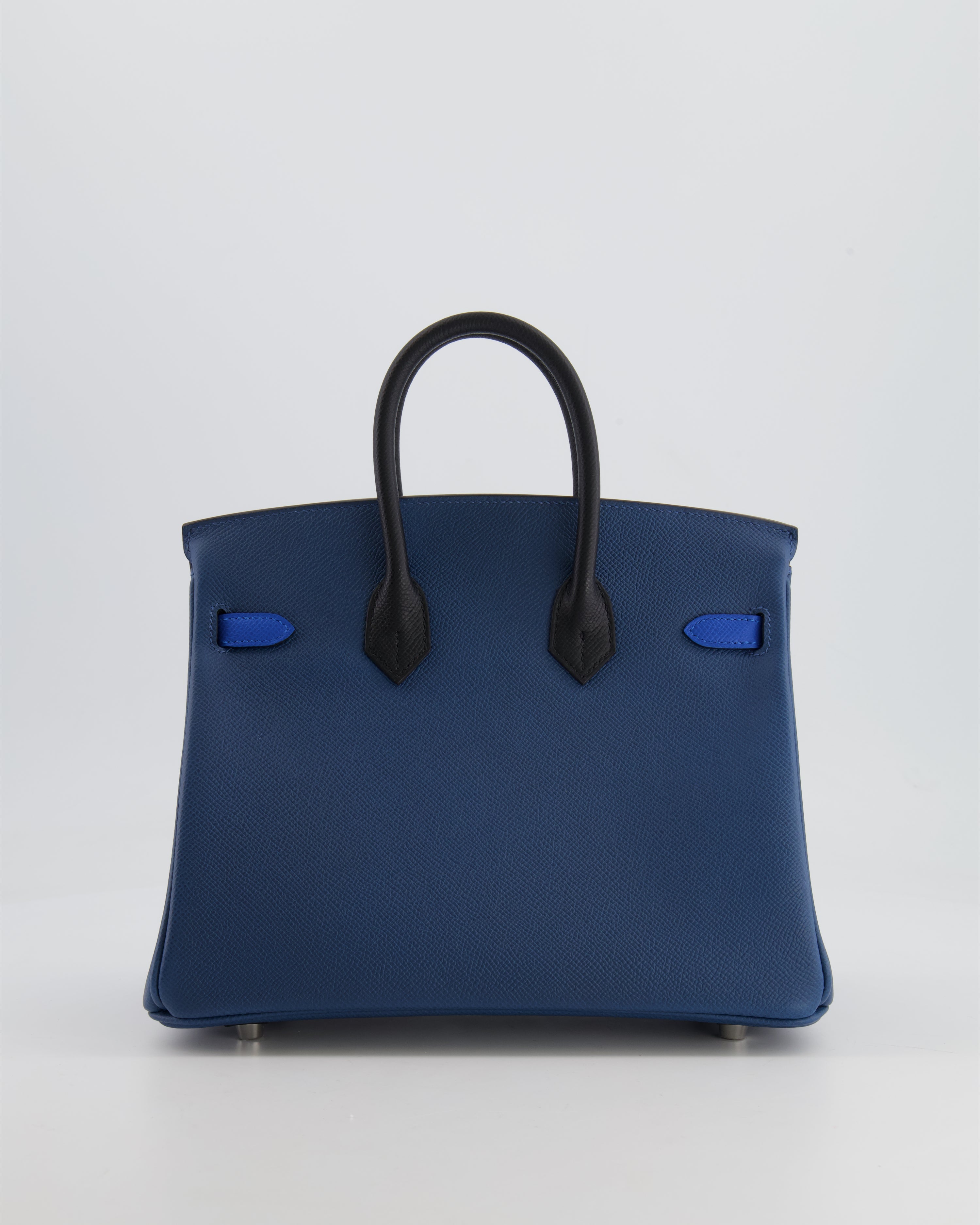 Hermès Birkin 25 Retourne Bag in Tricolour Deep Blue, Bleu Hydra and Black Epsom Leather with Palladium Hardware