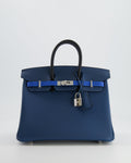 Hermès Birkin 25 Retourne Bag in Tricolour Deep Blue, Bleu Hydra and Black Epsom Leather with Palladium Hardware