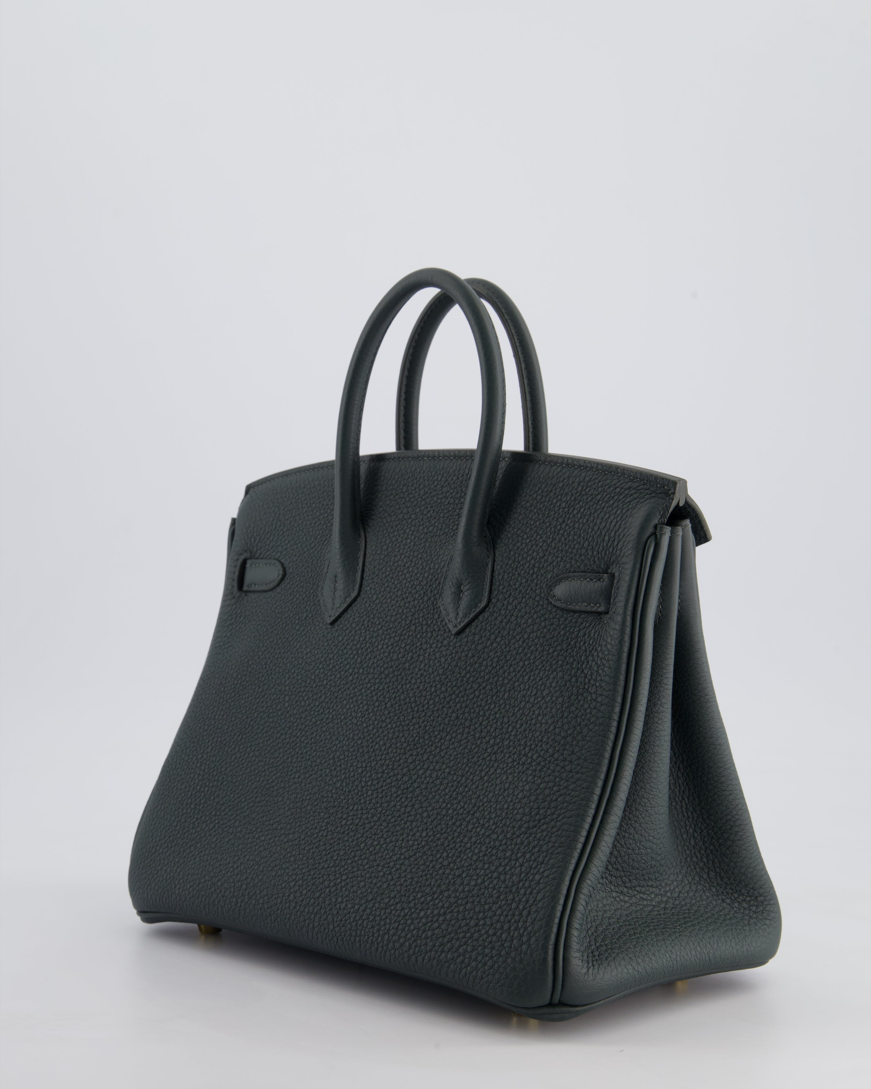 Hermès Birkin 25 Retourne Bag in Vert Mangrove Togo Leather with Permabrass Hardware