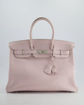 Hermès Birkin 35 Retourne Bag in Rose Dragee Swift Leather with Palladium Hardware