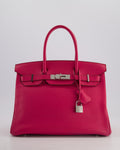 *FIRE PRICE & HOT* Hermès Birkin 30 Retourne Bag in Rose Shocking Chèvre Mysore Leather with Palladium Hardware