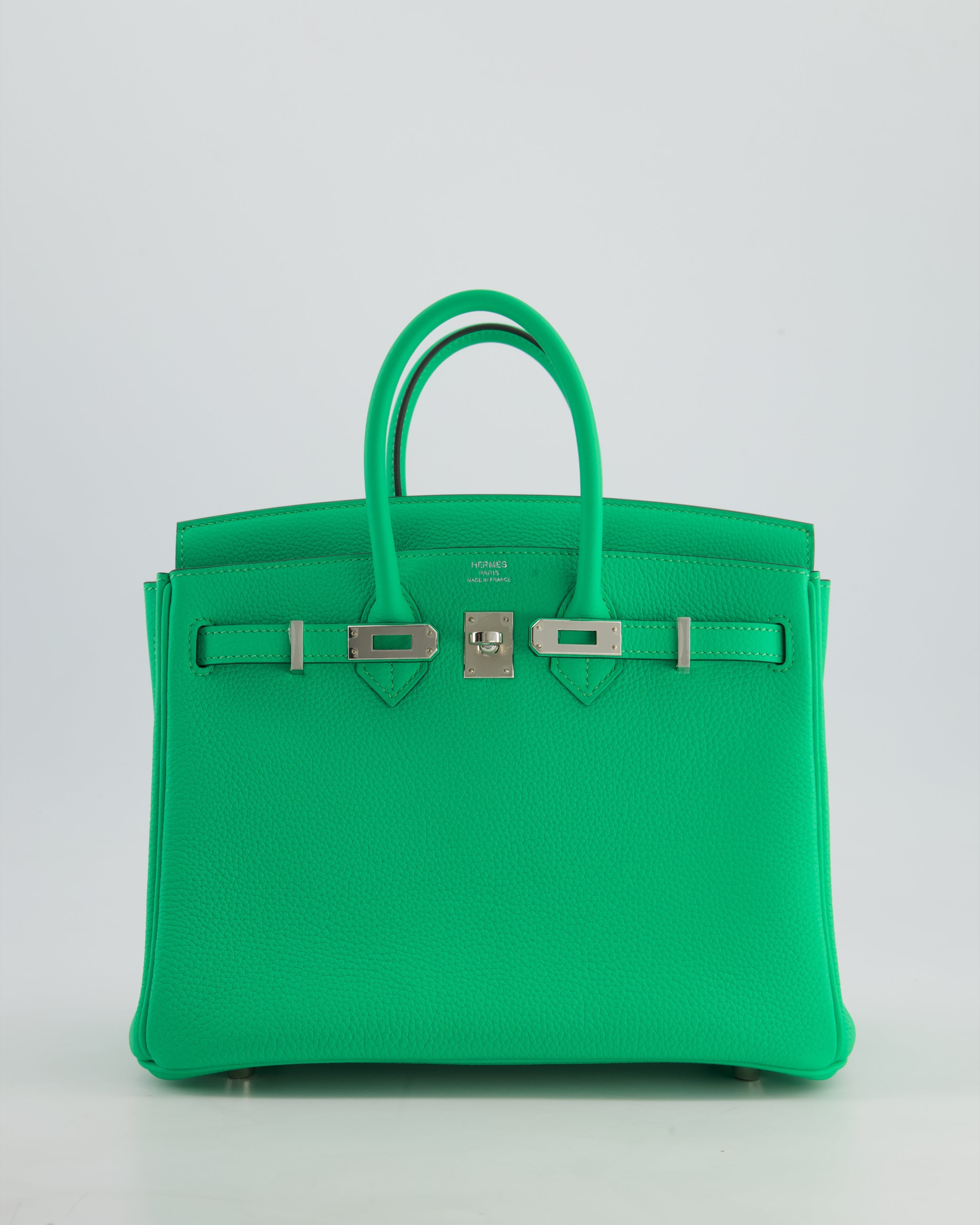 Hermès Birkin 25 Retourne Bag in Vert Comics Togo Leather with Palladium Hardware