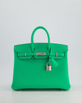 Hermès Birkin 25 Retourne Bag in Vert Comics Togo Leather with Palladium Hardware