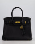 *HOT* Hermès Birkin 30 Retourne Bag in Noir Epsom Leather with Gold Hardware