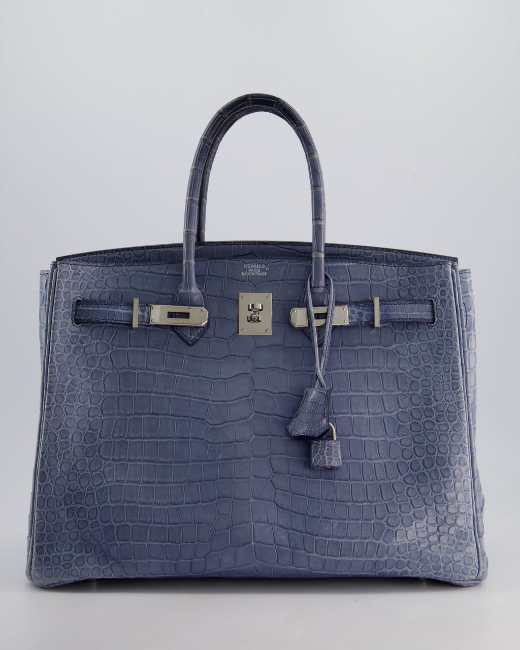 Hermès Birkin 35cm Retourne Bag in Blue Brighton Matte Crocodile Porosus Leather with Palladium Hardware