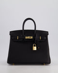 *SUPER RARE* Hermès Birkin 25 Retourne Bag in Noir Togo Leather with Permbrass Hardware