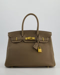 *RARE* Hermès Birkin 30 Retourne Bag in Etoupe Togo Leather with Gold Hardware
