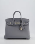 *RARE* Hermès Birkin 25 Retourne Bag in Gris Pantin Togo Leather with Palladium Hardware