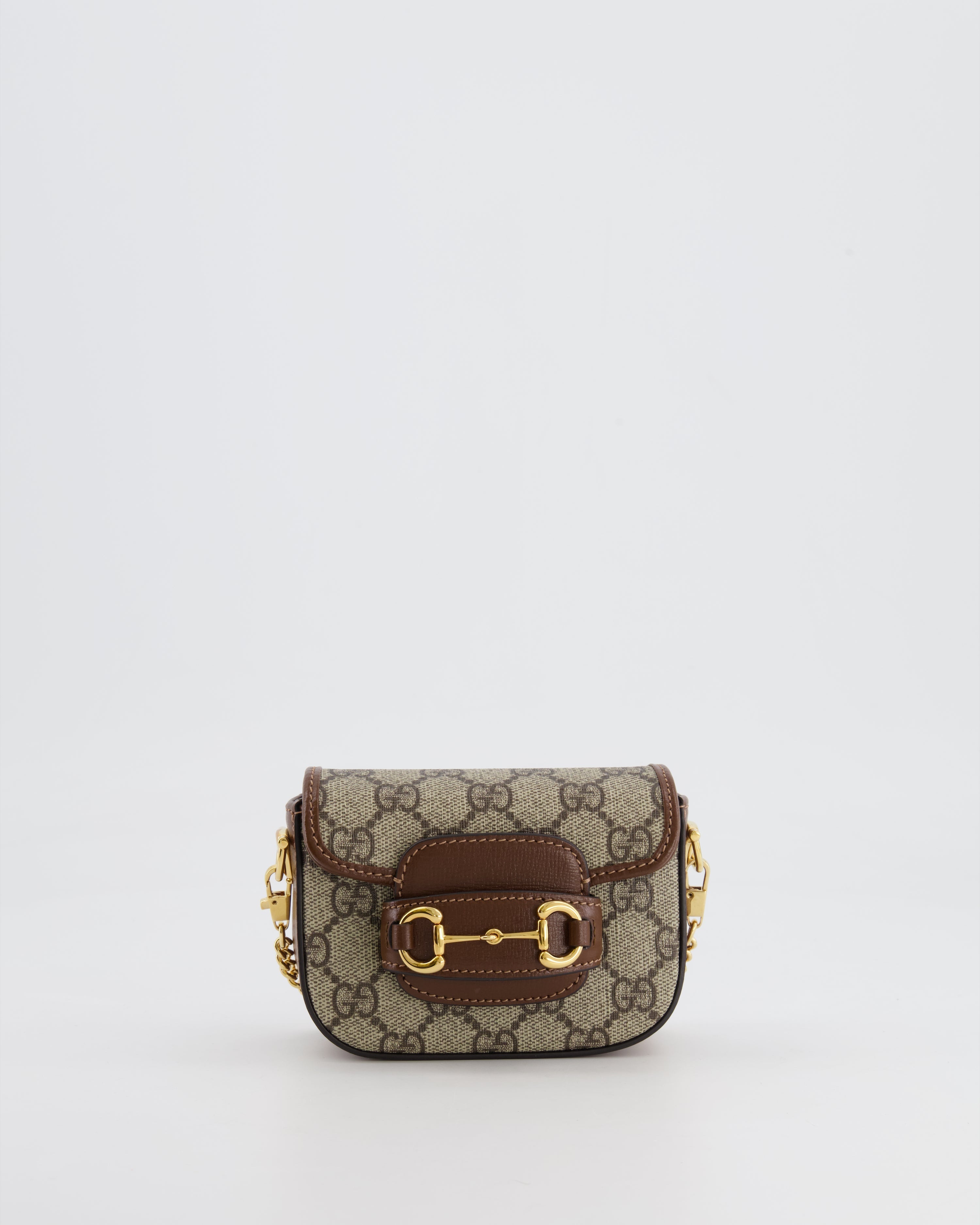 Gucci Beige and Brown GG Nano Horsebit Shoulder Bag with Gold Hardware RRP £1,240