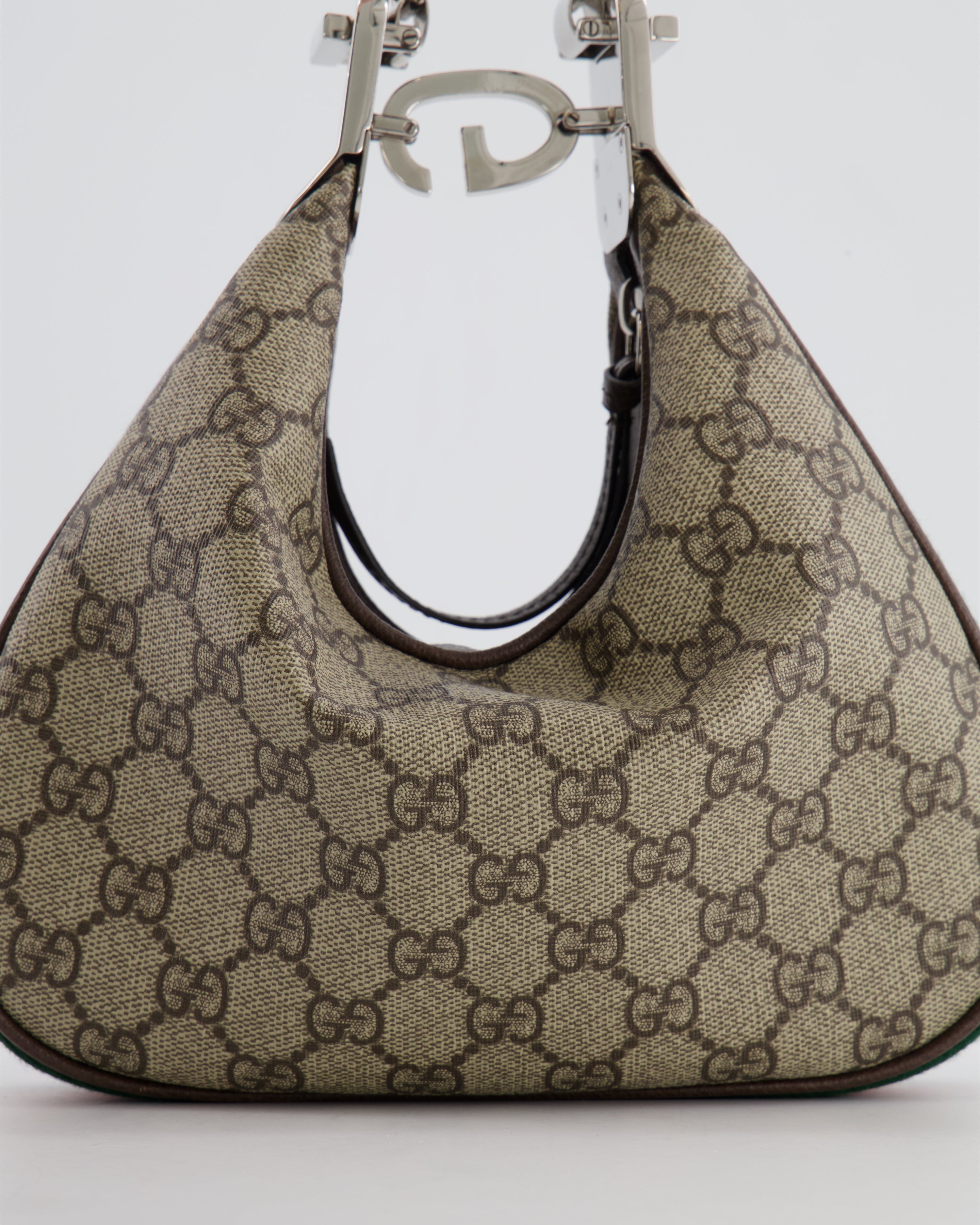 Gucci Beige GG Attache Mini Bag with Silver Hardware and Orange Canvas Strap RRP £2,200