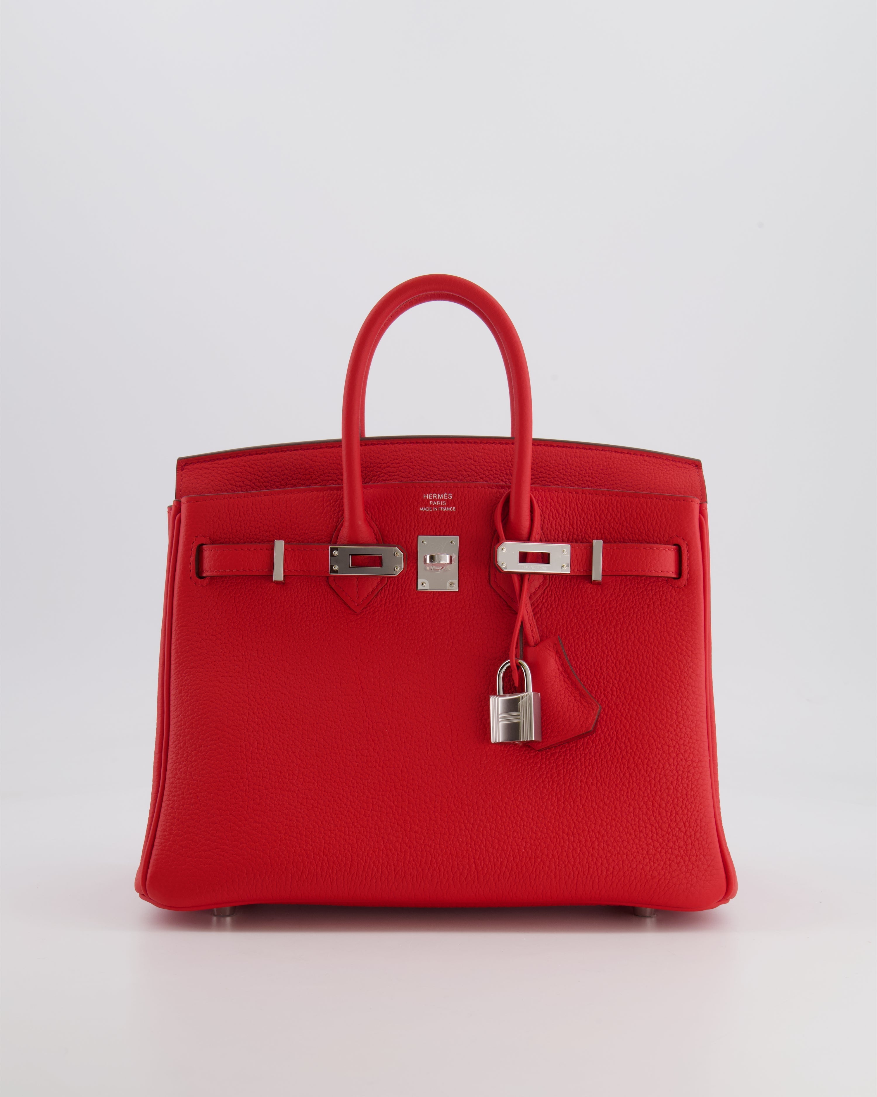 Hermès Birkin 25 Retourne Bag in Rouge de Coeur Togo Leather with Palladium Hardware