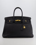 Hermès Birkin 35 Retourne Bag in Black Togo Leather with Gold Hardware