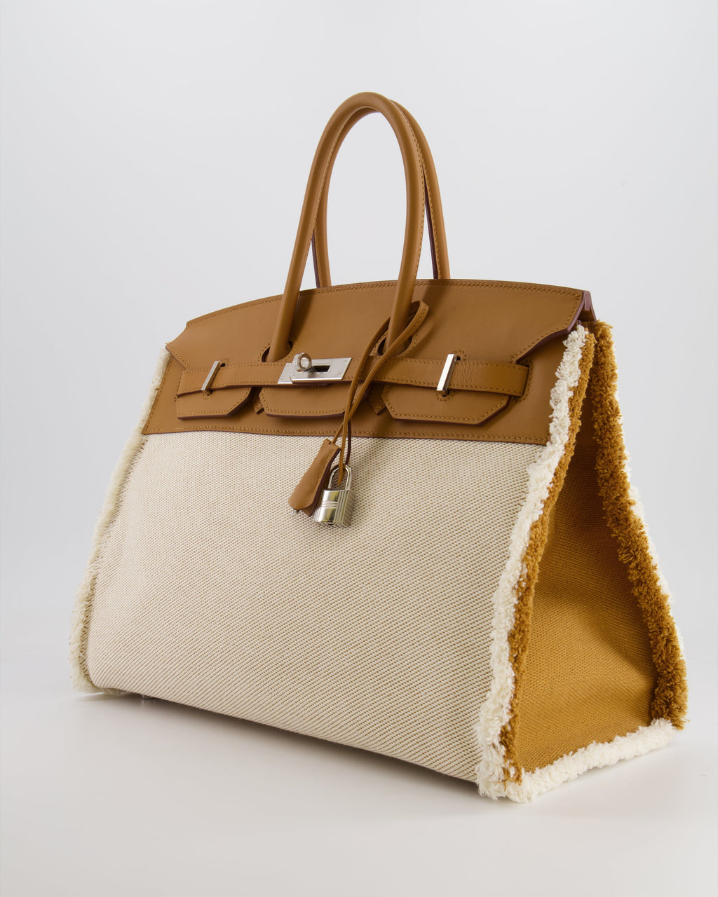Hermès Birkin 35cm Bag in Sesame Swift and Twill H Canvas Fraye with Palladium Hardware