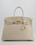 Hermès Birkin 35 Retourne Bag in Craie Togo Leather with Gold Hardware