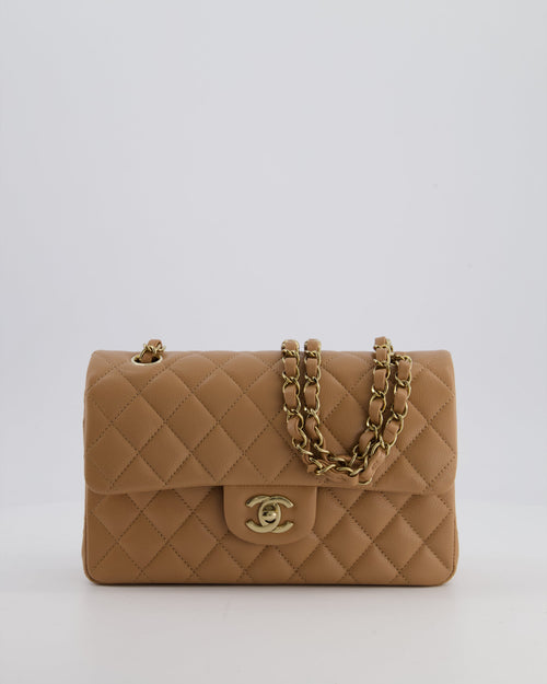 *RARE COLOUR* Chanel Small Classic Double Flap Bag in Chai Caviar Leather with Champagne Gold Hardware