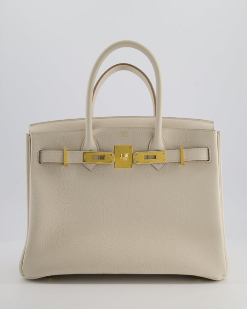 *RARE* Hermès Birkin 30 Retourne Bag in Craie Togo Leather with Gold Hardware
