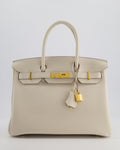 *RARE* Hermès Birkin 30 Retourne Bag in Craie Togo Leather with Gold Hardware