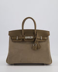 *SUPER RARE* Hermès Birkin 25 Grizzly Retourne Bag in Gris Caillou and Etoupe Swift Leather with Palladium Hardware