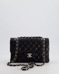 Chanel Black Small Classic Double Flap Bag in Lambskin Leather with Silver Hardware