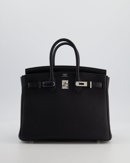 *RARE* Hermès Birkin 25 Retourne Bag in Noir Togo Leather with Palladium Hardware