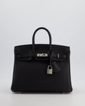 *RARE* Hermès Birkin 25 Retourne Bag in Noir Togo Leather with Palladium Hardware
