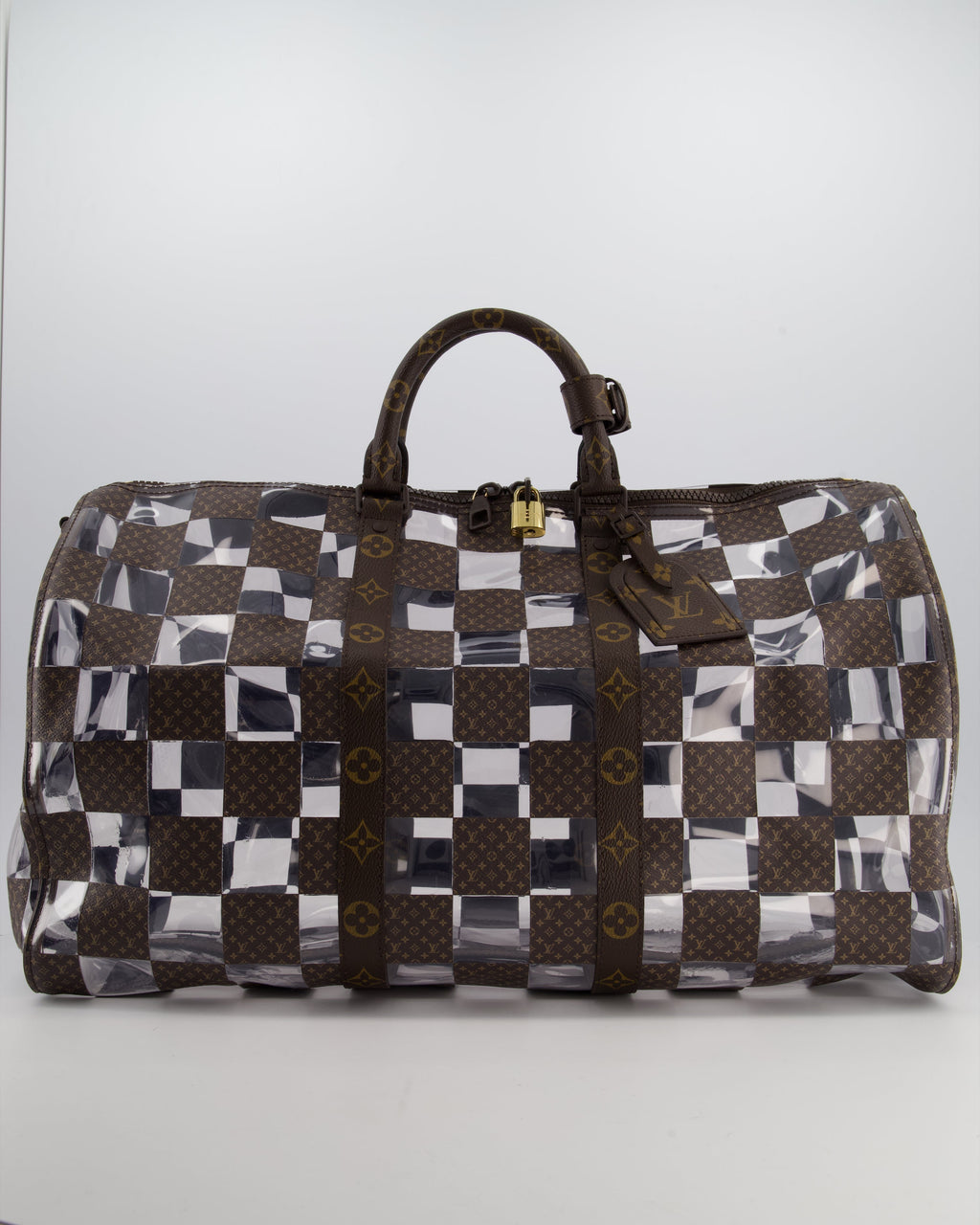 Louis Vuitton Brown Bandouliere Chessboard Keepall 50 in PVC & Monogram Coated Canvas with Matte Brown Hardware