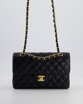 Chanel Black Small Classic Double Flap Bag in Caviar Leather with Gold Hardware