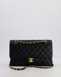 Chanel Black Medium Classic Double Flap Bag in Caviar Leather with Gold Hardware