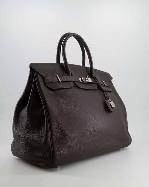 *FIRE PRICE* Hermès Birkin 40 Bag in Ebene Clemence Leather with Palladium Hardware