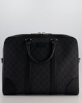 Gucci Black GG Canvas Brief Case Bag with Leather Handles and Trim with Silver Hardware