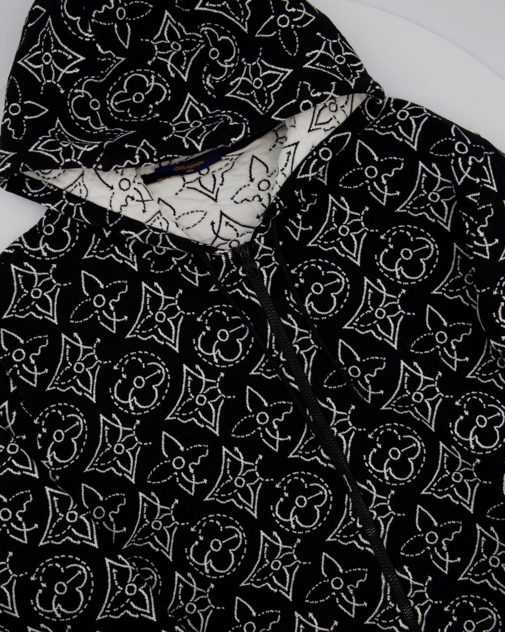 Louis Vuitton x NBA Mens Strategic Flowers Black and White Quilted Hoodie Size XXL (UK 46)