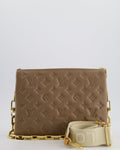 Louis Vuitton Beige Coussin PM Bag in Monogram Embossed Calfskin Leather with Gold Chain Strap