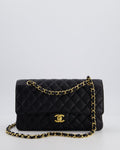 Chanel Black Medium Classic Double Flap Bag in Caviar Leather with Gold Hardware
