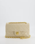 Chanel Cream Vintage Small Classic Double Flap Bag in Lambskin Leather with 24K Gold Hardware