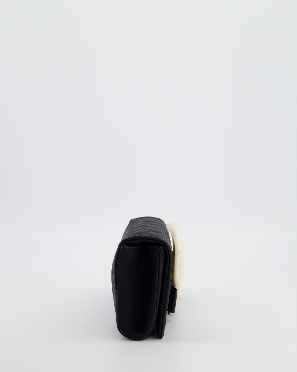 Chanel Black Vintage Jersey Clutch Bag on Chain with Camellia and Bow Detail with Champagne Gold Hardware