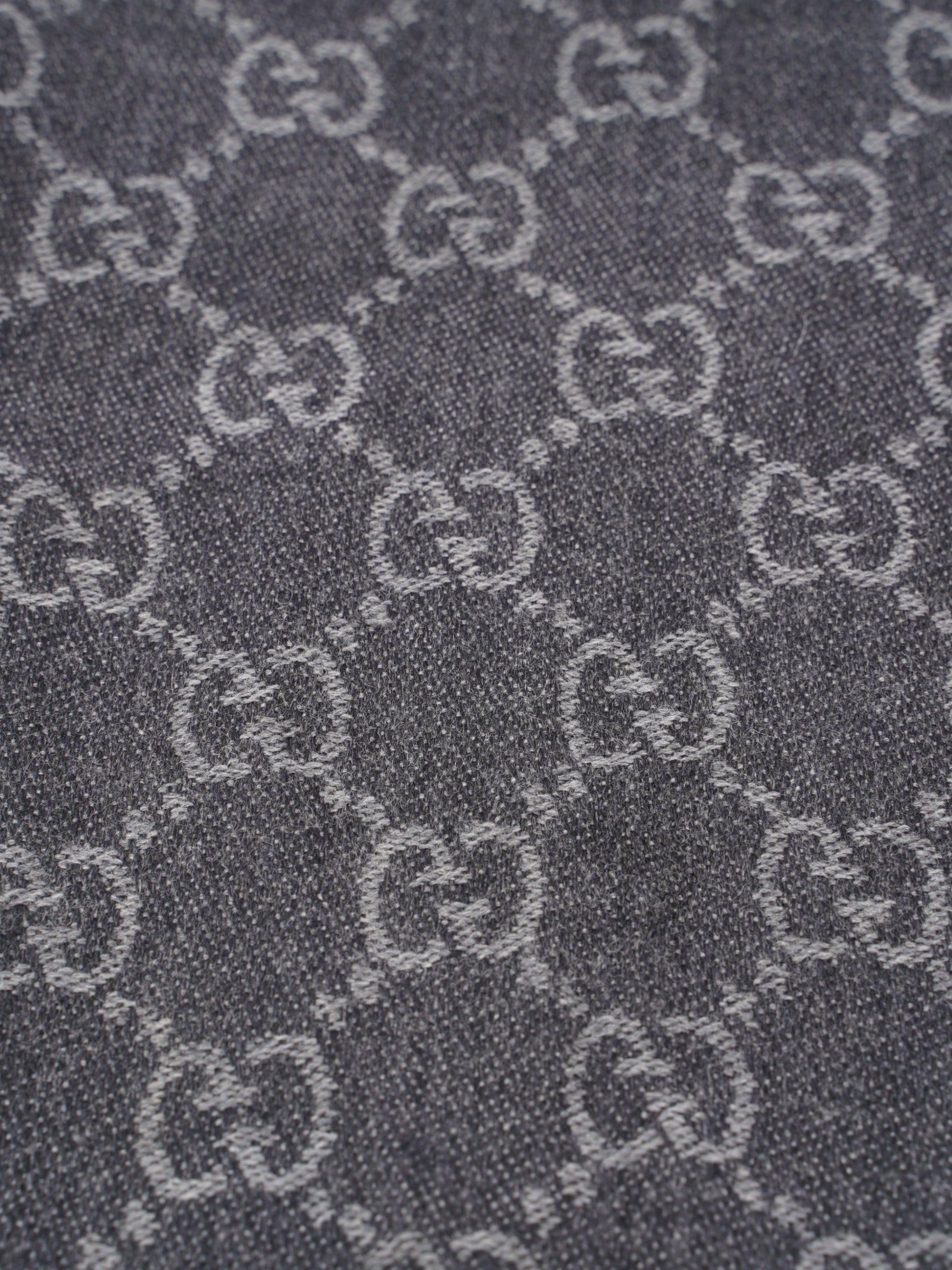 Gucci GG Jacquard Scarf Grey Wool
