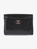 Chanel Chevron  Holder Black Caviar Leather
