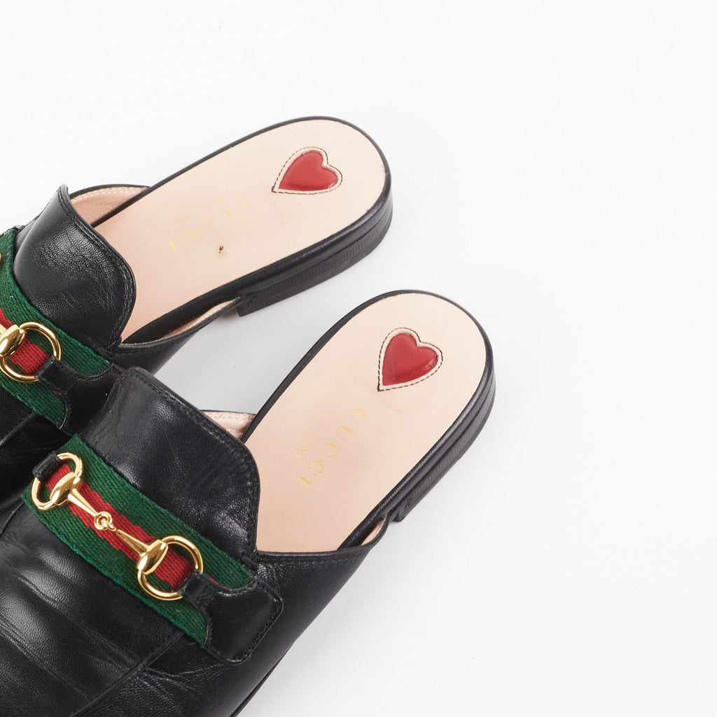 Gucci Princetown Leather Slipper Black Size 37.5