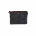Chanel Medium O case Pouch Clutch Caviar Black