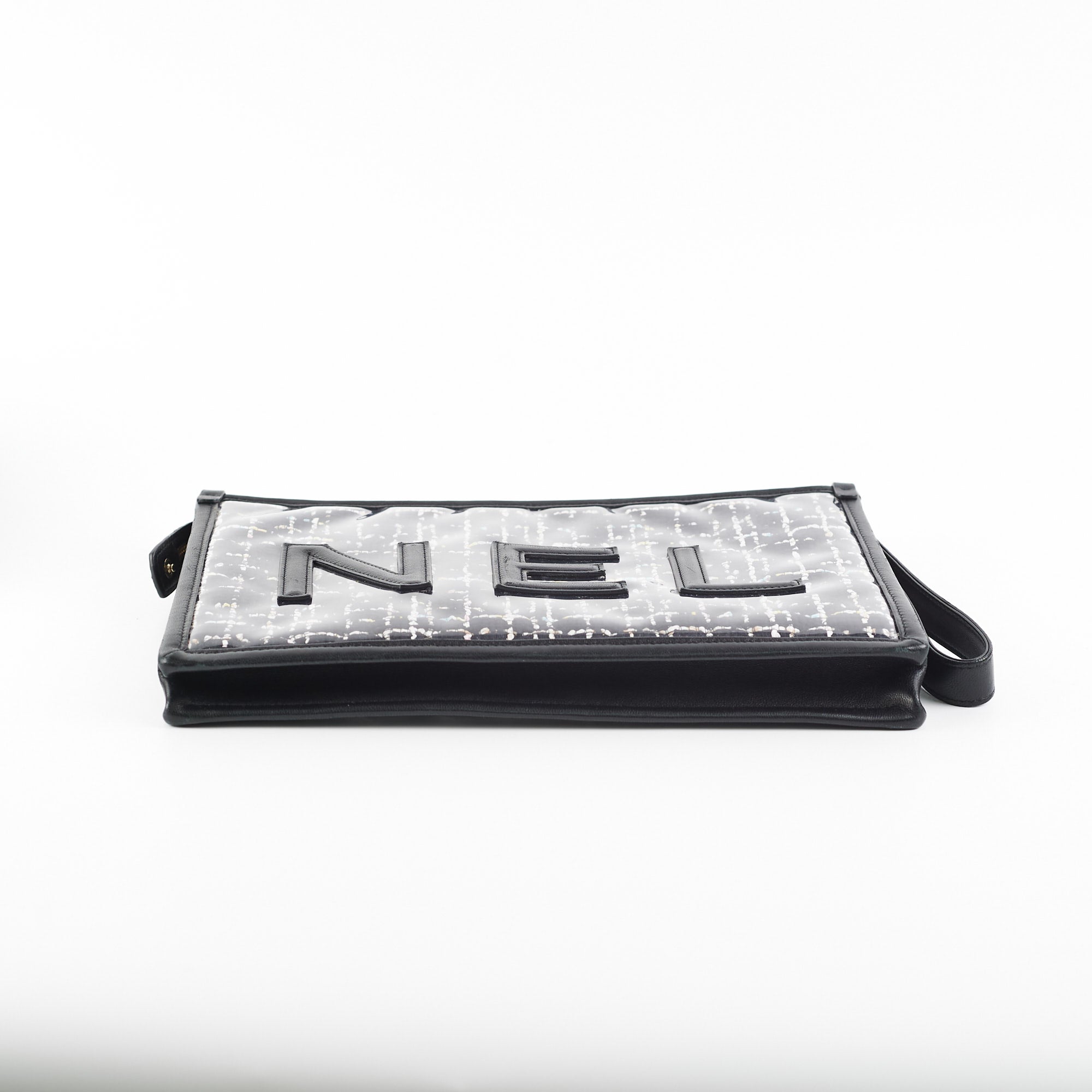 Chanel PVC Black Tweed Clutch