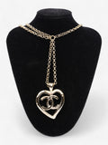 Chanel Coco Heart Long Necklace Light Gold Base Metal