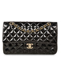Chanel Classic Flap Bag - Medium - Patent Black Glitter