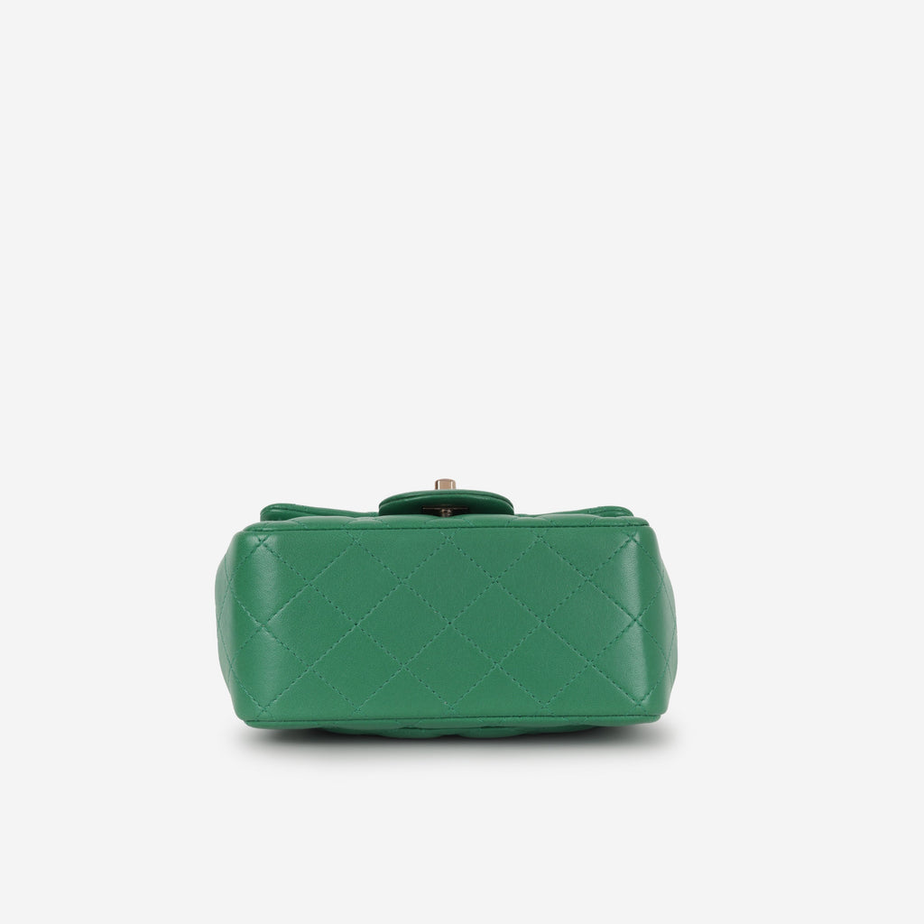 Chanel Mini Square - Green Lambskin | Champagne Gold Hardware