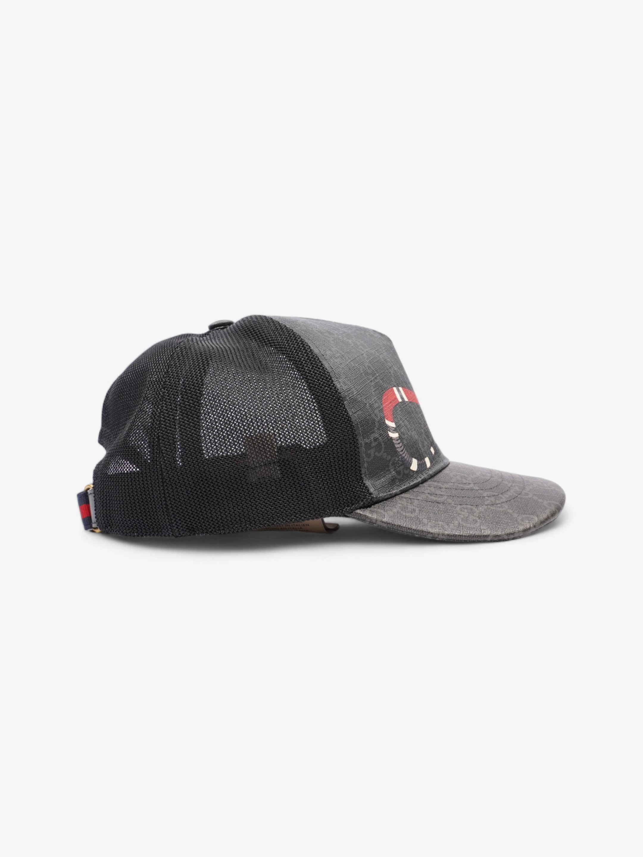 Gucci Kingsnake Print Cap Black GG Supreme / Red Snake Coated Canvas Medium