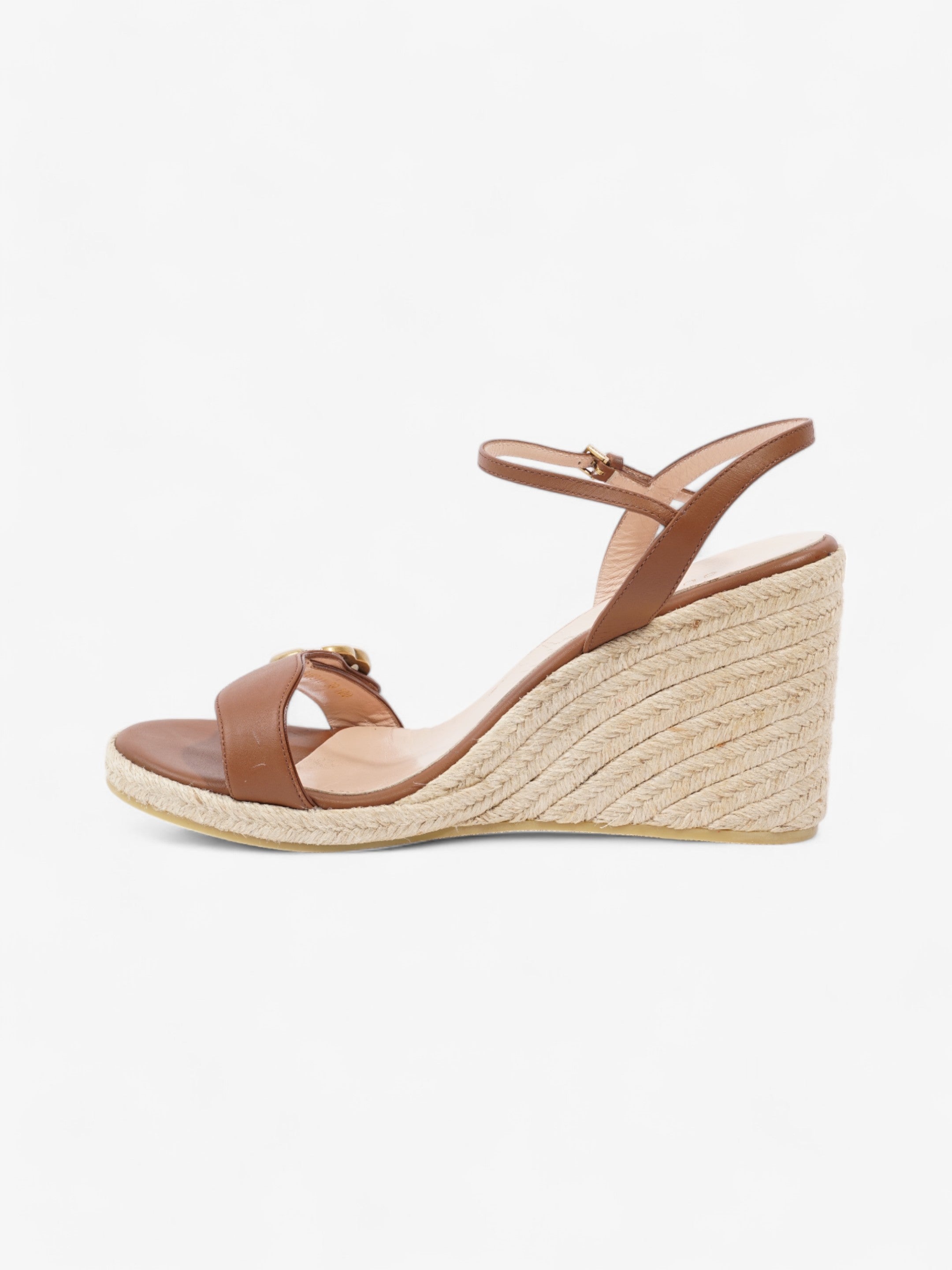 Gucci GG Wedges 90 Brown Leather EU 39 UK 6