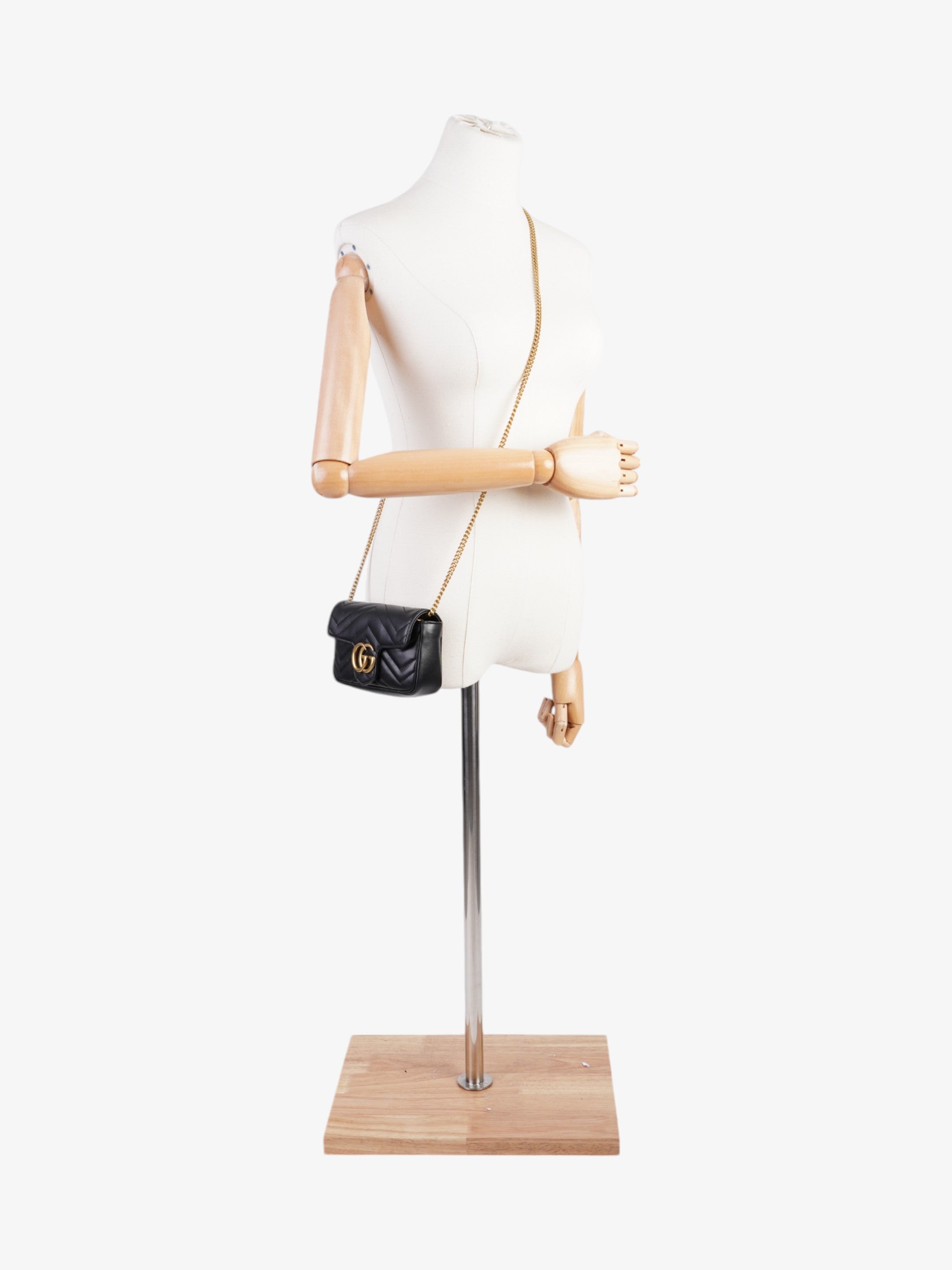 Gucci GG Marmont Black Matelasse Leather Super Mini