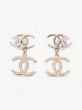 Chanel CC Triple Earrings Silver / Light Gold Base Metal