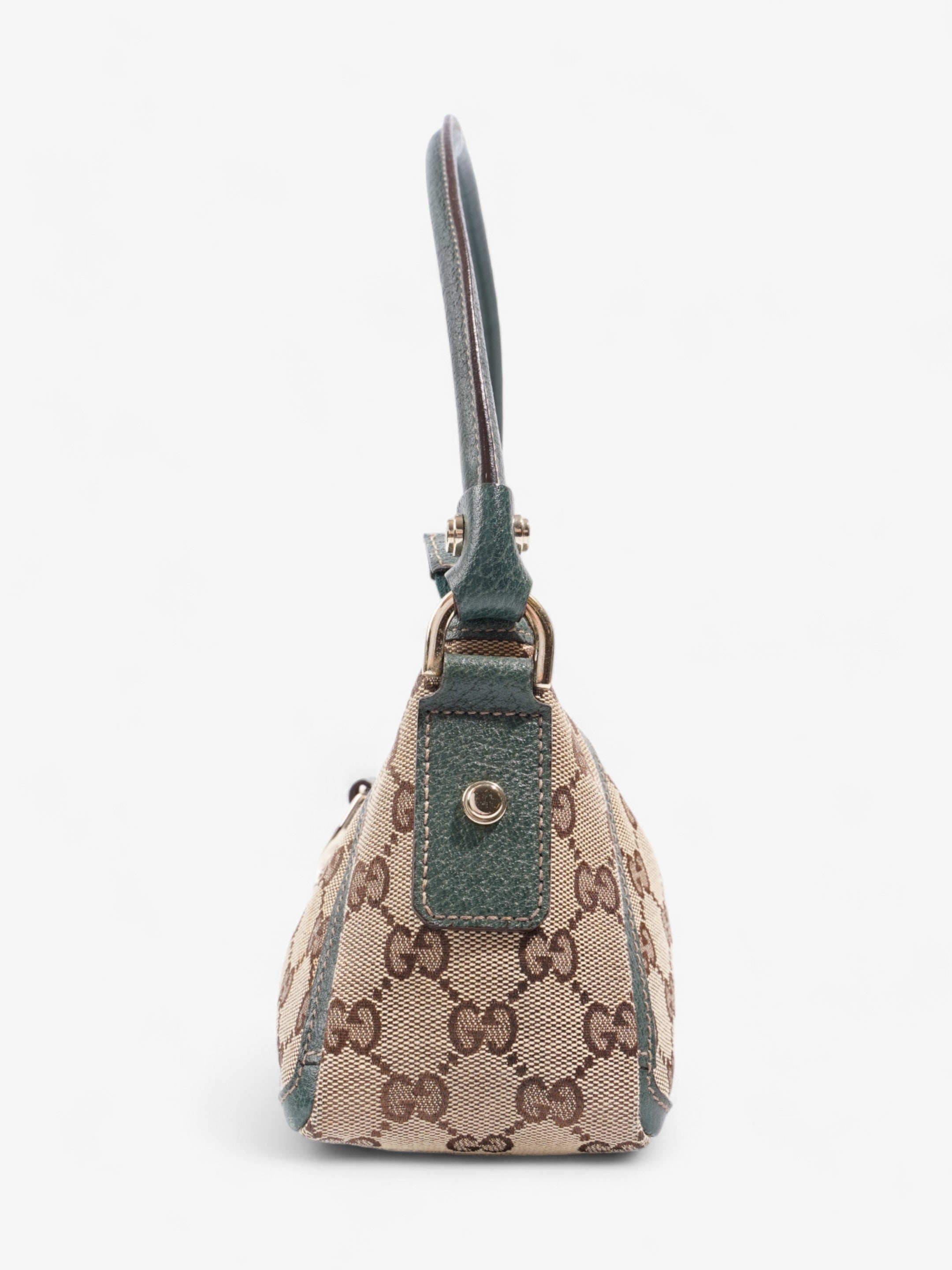 Gucci Abbey D Ring Beige And Ebony GG Supreme / Green Canvas