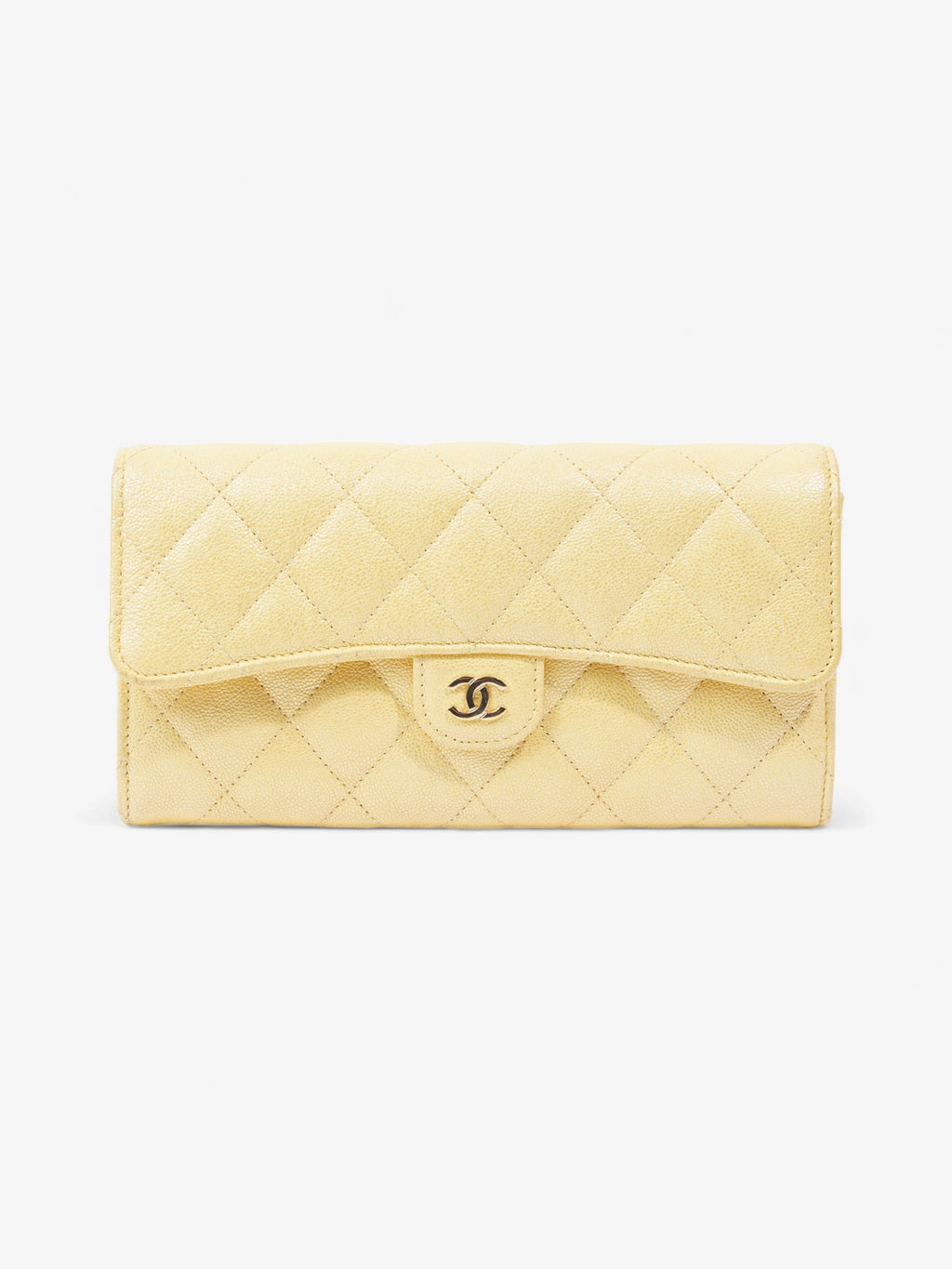 Chanel Classic Flap Bifold Wallet Yellow Caviar Leather